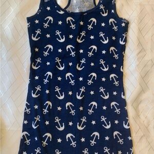 Nautical Anchor Print stars ribbed racerback blue white sailing sleeveless tank